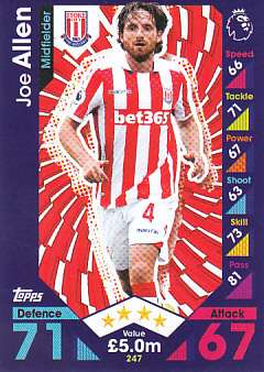 Joe Allen Stoke City 2016/17 Topps Match Attax #247